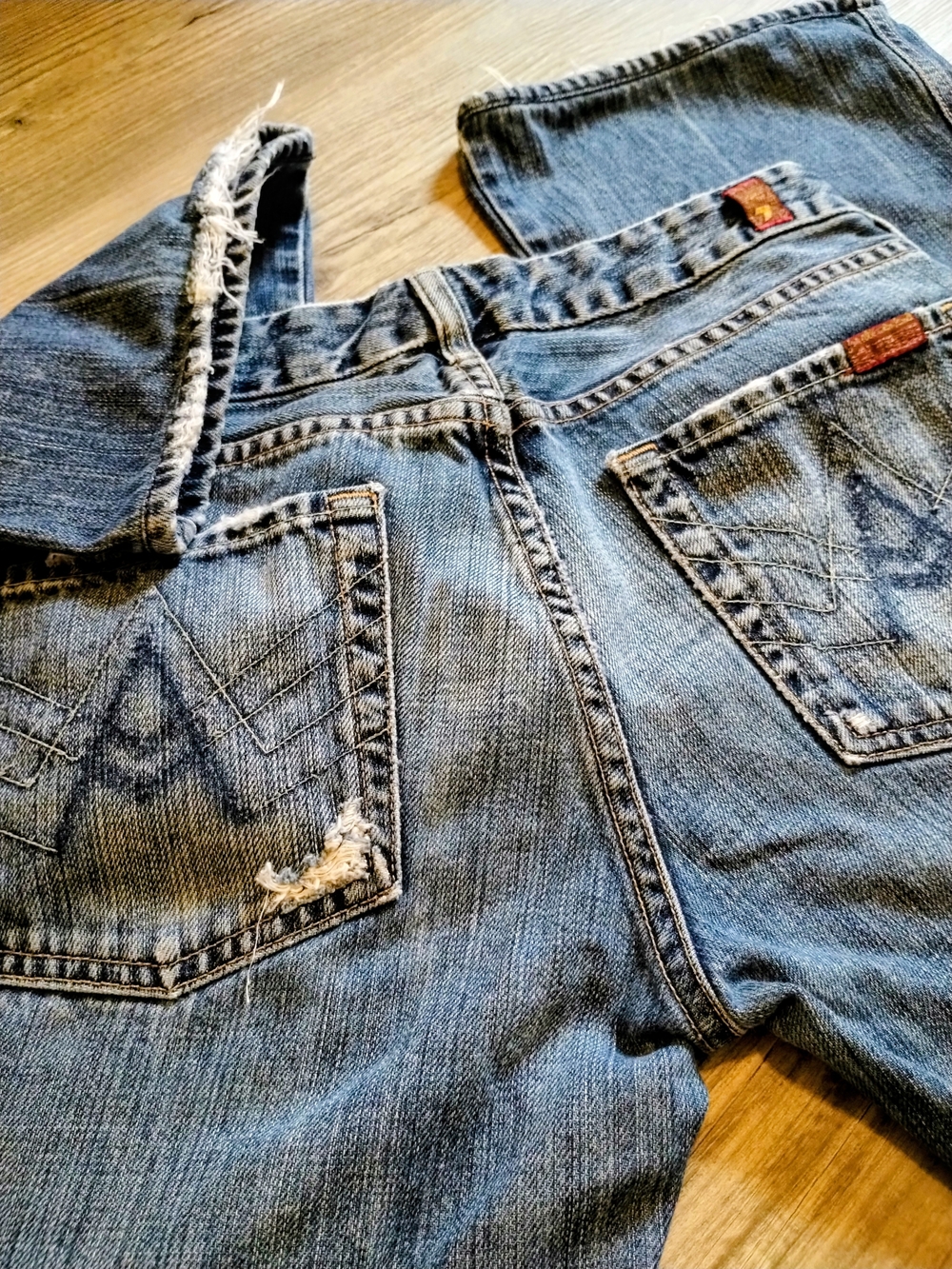 7 Of All Mankind "A" Pocket Flare Distressed Jeans
